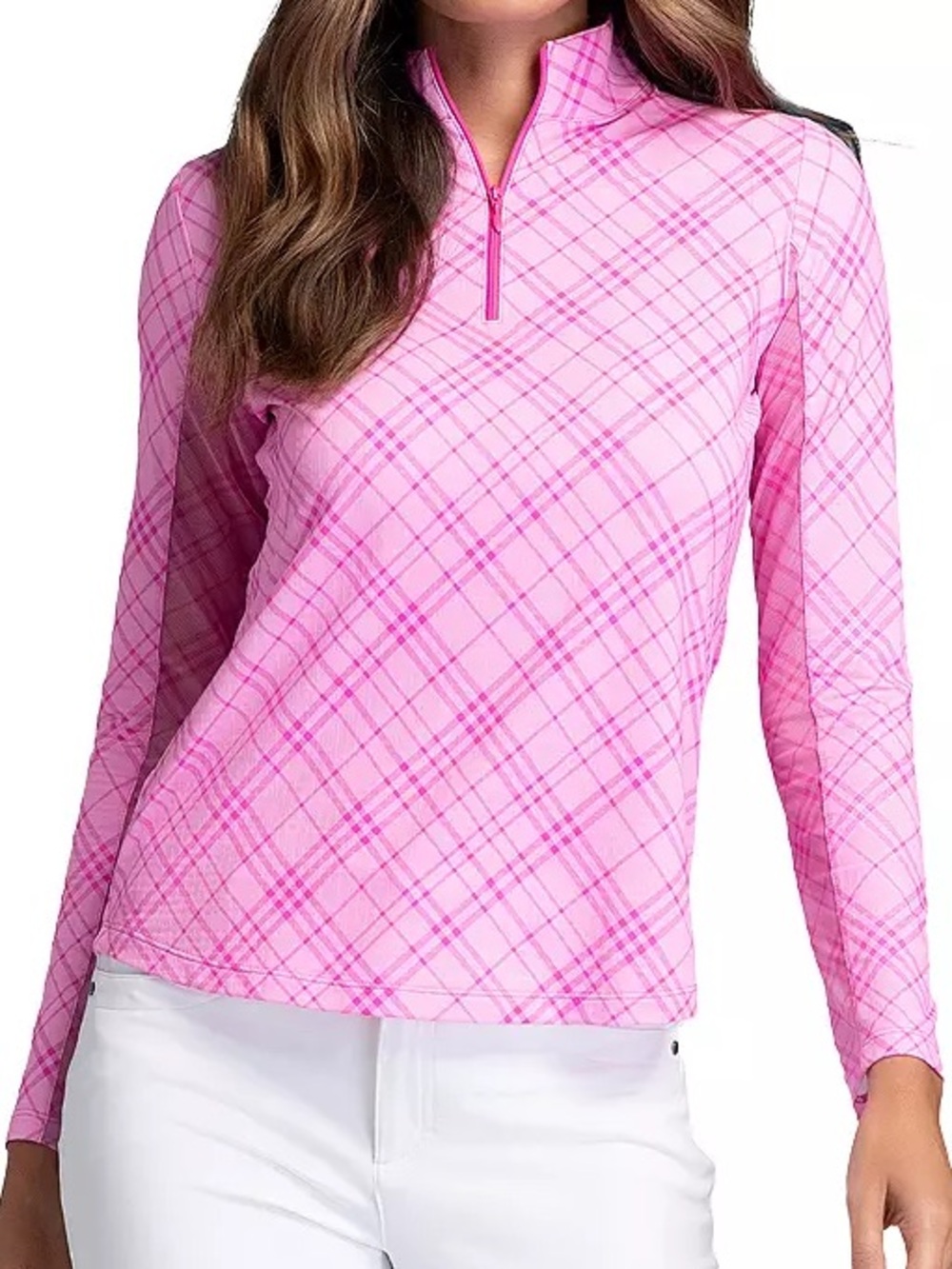 NWT IBKUL Women's Tony Print Long Sleeve Mock Neck Golf Shirt S